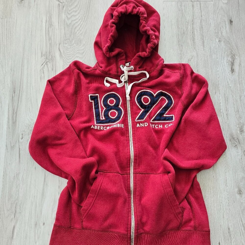 Abercrombie & Fitch | 1892 red knit zip-up hoodie sweatshirt | MENS M